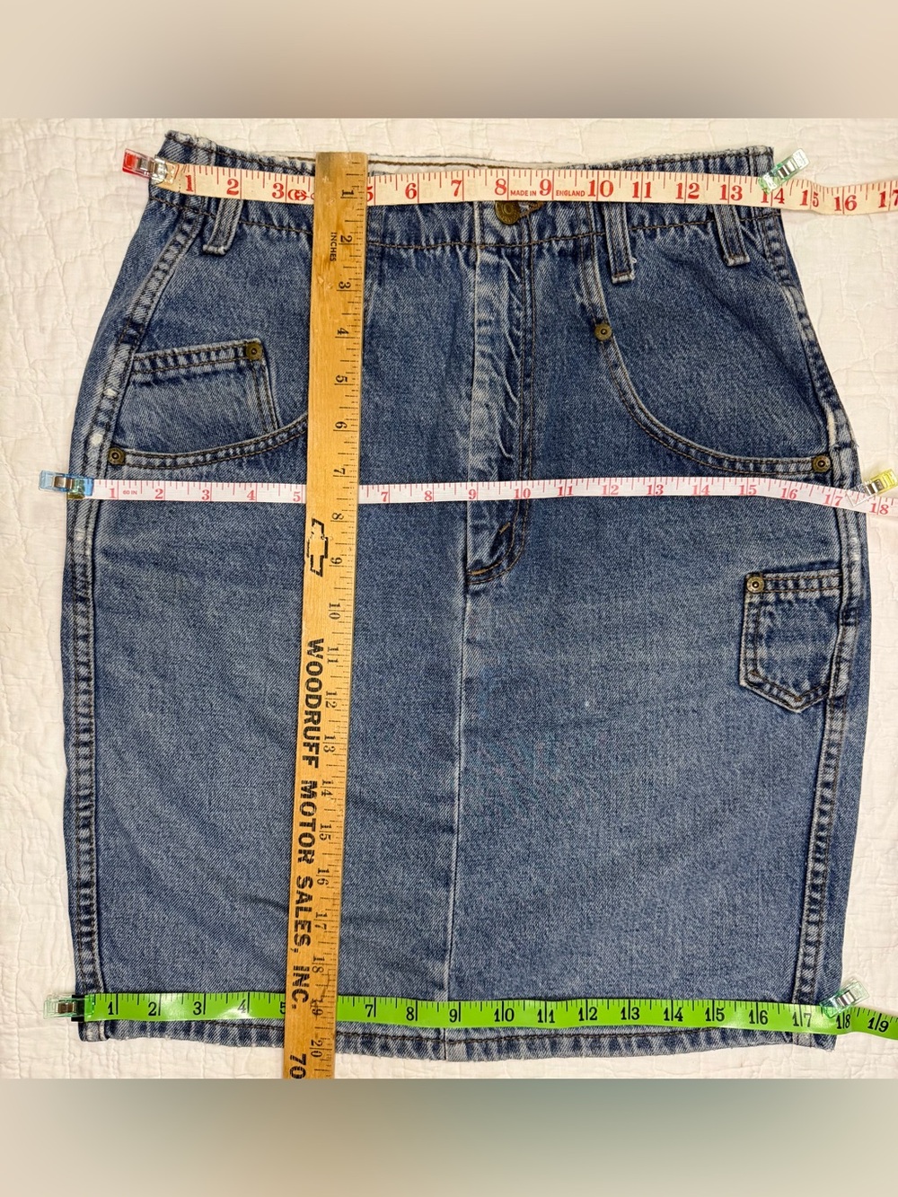 VTG 80s Levi’s Utility/Cargo Style Denim Skirt Made in USA: Size Medium - Picture 10 of 15